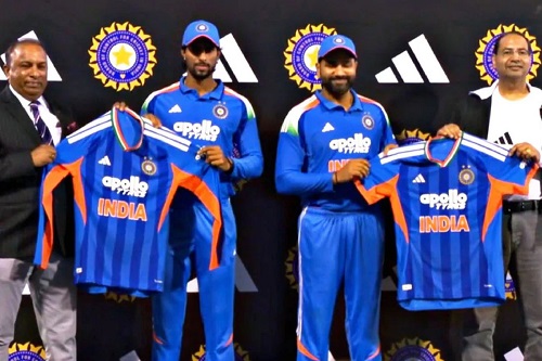 ভারতীয় টি–টোয়েন্টি বিশ্বকাপ জার্সি প্রকাশে সামনে রোহিত শর্মা ভারতীয় টি–টোয়েন্টি বিশ্বকাপ জার্সি প্রকাশে সামনে রোহিত শর্মা