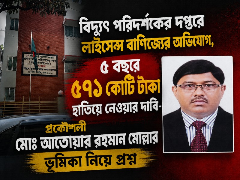 বিদ্যুৎ লাইসেন্সে অতিরিক্ত অর্থ আদায়ের অভিযোগ, ৫৭১ কোটি টাকার লেনদেনের দাবি
