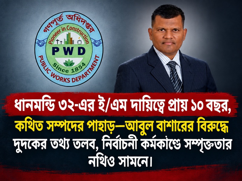 ধানমন্ডি ৩২ থেকে ভোলা গণপূর্ত—আবুল বাশারের বিরুদ্ধে বিপুল সম্পদ, রাজনৈতিক কর্মকাণ্ড ও জমি দখলের অভিযোগ; মন্ত্রণালয়ের তদন্তের অপেক্ষা